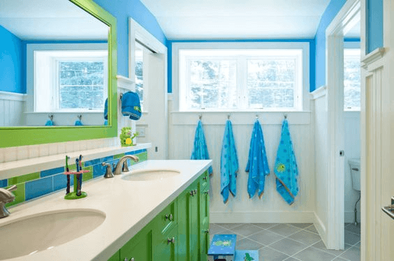 Green and Blue Bathroom Shades